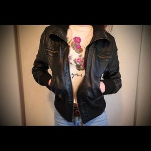 Sz Small | Leather Jacket + Crop Top Combo